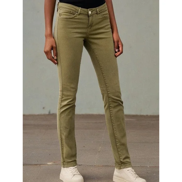 Women's Ellen Tracy Jeans Refined Mid Rise Skinny Size 6 Olive Green - Picture 1 of 10